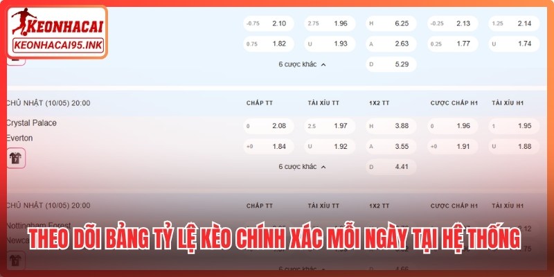 Theo dõi bảng tỷ lệ kèo chính xác mỗi ngày tại hệ thống Bongdanet