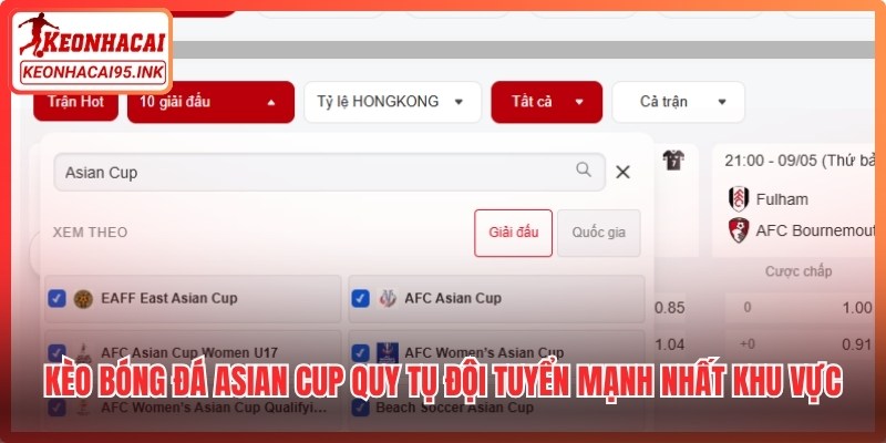 Kèo bóng đá Asian Cup quy tụ những đội tuyển mạnh nhất khu vực