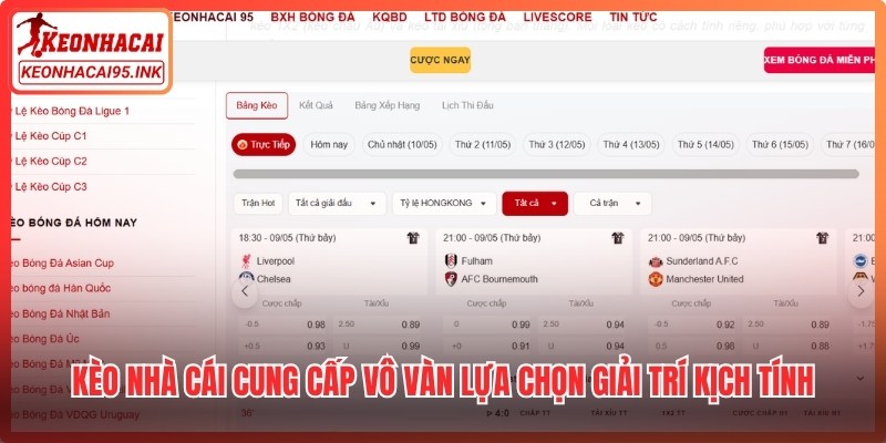 Kèo nhà cái cung cấp vô vàn lựa chọn giải trí kịch tính hàng ngày